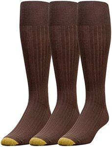 Gold Toe Men's Canterbury Over-the-Calf Dress Socks (Three-Pack),Brown,10-13 (Shoe Size 6-12.5)