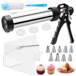 Upgrade Churro Maker,1+36PCS Churro Maker Machine,304 Stainless Churros Gun Kit,Durability Churro Filler,21P Piping Bag,10P Nozzles,3P Discs,2P Brush