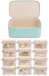 Vlando Travel Jewelry Case,Jewelry Travel Organizer for 12 Pcs Velvet Jewelry Pouches,Jewelry Box for Travelers Women Girls Christmas Birthday Gifts Trendy Stuff -Lake Blue