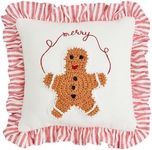 Mud Pie Gman Mini Crochet Xmas Pillow, 8" x 8", White