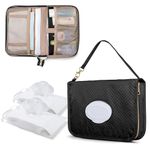 Rexmica Diaper Clutch Bag with 2 Pieces Wipes Dispensers, Small Diaper Bag with Multiple Pockets for Storage of Baby Necessities, Baby Travel Essential, Black