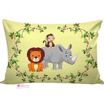 Casa Copenhgen Baby Pillow with Super Soft Imported Fabric|1 Month to 5 Year Kids Pillows|Animal & Cartoon Prints|Infant Pillow for Sleep,Neck Support-12 X 18 Inch,Rhino - Microfibre, Sunyellow