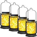 Solar Mason Jar Lights,4 Pack 30 Led Starry Fairy String Hanging Mason Jar Lantern Lights,Solar Lanterns for Outdoor Patio Party Garden Yard Wedding Decor