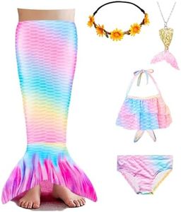 WOPLAY Girls Bathing Suits Swimsuits Bikini with Cover Up Skirt,Swimming Bikini Suit Girls Birthday Gift 3-12 Years (US, Age, 9 Years, 10 Years, GB15YG)