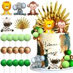 JeVenis Sage Green Balls Jungle Baby Shower Cake Decoration Safari Animals Cake Decoration Wild One Cake Decoration Two Wild Cake Topper Giraffe Monkey Cake Topper