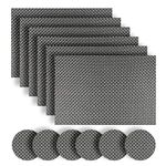 Homcomodar Placemats and Coasters Set of 6 Heat Resistant Table Place Mats Washable Braided Dining Table Mats for Kitchen Dinner