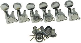 Wilkinson 6 Inline Chrome E-Z-LOK Post Guitar Tuners E-Z Post Guitar Tuning Keys Machine Heads with Mini Oval Button Chrome/Black/Gold