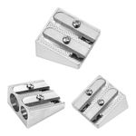 Pencil Sharpener for Kids,Carpenters Crayon Makeup Lip Eyeliner Metal Pencil Sharpener with 2 Holes for Home School Office Stationery (3 PCS Metal)