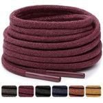 Stepace 2 Pairs Waxed Round Shoe Laces 3mm Oxford Shoelaces for Boots and Dress Shoes Wine Red 76cm