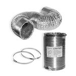 LOOTICH Sturdy 4 Inch 8 Feet Non-Insulated Flex Air Aluminum Ducting Vent Hose for HVAC Ventilation 2 Stainless Steel Clamps Included