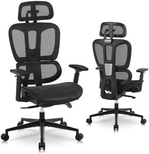 Youhauchair Ergonomic Office Chair with Lumbar Support, High Back Home Office Chairs with Adjustable Seat Depth, 3D Armrests & Headrest, Rolling Desk Chair, Mesh Computer Chair, Black