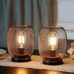 JHY DESIGN Set of 2 Metal Cage LED 