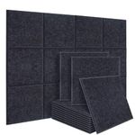 DEKIRU New 12 Pack Acoustic Foam Panels, 12 X 12 X 0.4 Inches Soundproofing Insulation Absorption Panel High Density Bevled Edge Sound Panels, Acoustic Treatment Used in Home&Offices Wall Decoration