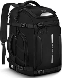 YOREPEK 65L Ski Boot Bag, Padded Snowboard Boot Bag with Clamshell Opening, Water-Resistant Ski Backpack with Separate Compartments for Boots, Helmet, Goggles & Jacket, Ski Gifts for Skiers, All Black