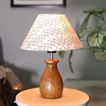 Homesake® Dovel Pot, Modern Table Lamp with Shade, Wooden Base Modern Fabric Lampshade for Home Office Cafe Restaurant, (White Star)