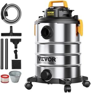 VEVOR Stainless Steel Wet Dry Shop Vacuum, 8 Gallon 6 Peak HP Wet/Dry Vac, Powerful Suction with Blower Function with Attachments 2-in-1 Crevice Nozzle, Small Shop Vac Perfect for Carpet Debris, Pet H