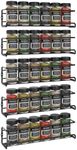 Vinsani 1/2/3/4/5/6 Tier Spice Racks Organiser - 5 Tier Flexible Herb Spices Condiments Jar Wall Mounted Hanging Storage with Adhesive Stickers & Screws For Pantry Kitchen Walls (Black)