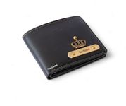 Thebaegift Men's Personalized Wallet I Customized Slim Stylish Leather Purse with Name & Charm I Unique Birthday Anniversary Gift for Men Boy Love Husband Employees Clients - (Black)