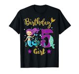 Mermaid Birthday 5th Years old Tee Gift T-Shirt For Girls T-Shirt