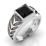 Vitra jewellery Nuri Ring, Pure Silver 925 Ring Setted With Natural Black Onyx Gemstone, Inspired By Dragons For Mens - Size 10