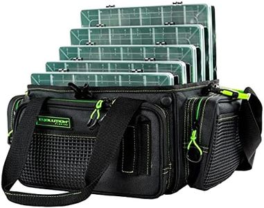 Evolution Outdoor Drift Series Topless Horizontal Tackle Bag – Green Version, 3600 Size, Outdoor Rucksack w/ 5 Fishing Tackle Trays, Padded Handle and Shoulder Strap, Tackle Carrying Case
