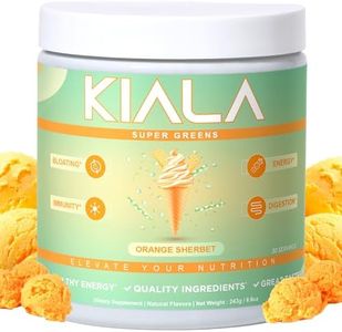 Kiala Nutrition Super Greens, Organic Greens Powder with Spirulina & Chlorella for Digestion, Gut Health, Immunity, Energy, Gluten Free, Vegan, Sugar Free, Spectra Blend, Orange Sherbet, 30 Servings