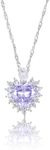 RIZILIA Ocean Heart Pendant Necklace with Simulated Purple Alexandrite CZ, 18"+2" Adjustable Chain, White Gold Plated, Elegant Modern Design, Gift for Women