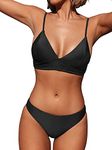 CUPSHE Women's Bikini Triangle Sexy Solid Two Piece Bathing Suit Black, M