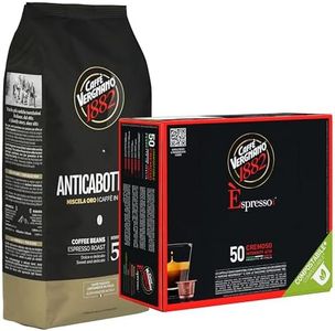 Caffe Vergnano Whole Bean Coffee Bundle - Antica Bottega Beans 1000g bag & Cremoso Espresso Original Line Machine Compatible Capsules (50 Pack)