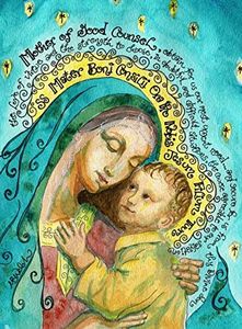Dovetail Ink Our Lady of Good Counsel - Catholic Gift - Signed Art Print (Turquoise Blues, 5x7 Inches)