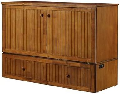 Mega Solutions Murphybedz Tuscany Murphy Cabinet Chest Bed with Charging Station 6 Inch (Scandinavian Oak, Queen)