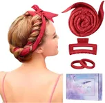 Heatless Curling Rod Headband, Upgraded 60" Extra Long Heatless Curls Headband Soft Hair Curlers to Sleep In Hair Rollers No Heat Curls (Red)