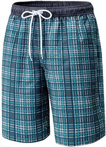 TSLA Men's 11 Inches Swimtrunks Quick Dry Beach Swimming Board Shorts, Bathing Suits with Inner Mesh Lining and Pockets MSB04-CGY Large