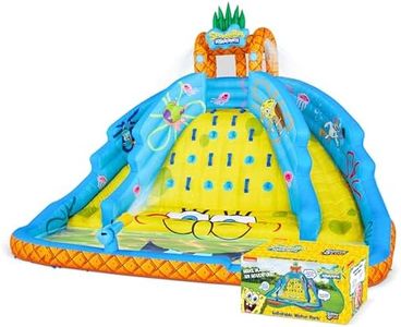 Sunny & Fun SpongeBob Ultra Climber Inflatable Water Slide Park – Heavy-Duty for Outdoor Fun - Climbing Wall, Two Slides & Splash Pool – Easy to Set Up & Inflate with Included Air Pump & Carrying Case