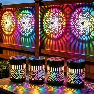Solar Mandala Lights Outdoor Decorative Solar Mandala Wall Light Projection (4)