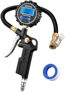 AstroAI Digital Tire Pressure Gauge with Inflator, 3-250 PSI Air Chuck & Compressor Accessories Heavy Duty with Quick Connect Coupler, 0.1 Display Resolution, 1pack
