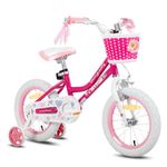JOYSTAR Angel 16 Inch Kids Bike for 5-7 Years Old Girls,16 inch Girls Bikes with Stabilisers and Basket,pink