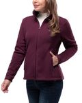 33,000ft Womens Fleece Jackets Ladies Lightweight Warm Full Zip Coat Breathable Microfleece Ladies Sweater Casual Long Sleeve, Ideal for Travelling Outdoor Sport Red XS