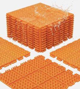 jxgzyy 20 PCS Basketball Court Tiles, 5/8 Inch Thick Portable Sport Outdoor Floor Tiles, Non Slip PP Interlocking Drainage Mat for Tennis Court Drain Pool Patio Porch, 13.38" x 13.38"