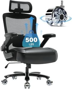 Big and Tall Office Chair 500lbs- Ergonomic Mesh Desk Chair with Adjustable Lumbar Support Headrest 3D Flip Up Arms Metal Base- High Back Large Executive Computer Office Chair, Extra Wide Seat, Black