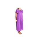 Shadowline Women's Petals 53 Inch Short Flutter Sleeve Long Gown, Purple, Large