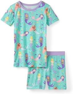 Little Sleepies Pajamas Set w/Short Sleeve Shirt & Shorts, Viscose from Bamboo Toddler Pajamas, Girl & Boys Pajamas for Kids, Mermaid Magic, 12-14