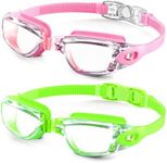 NSSIW Kids Swim Goggles Kids-Goggles-for-Swimming: Kids Goggles Anti Fog Youth Pool Goggles with UV400 and No Leak 2 Pack Ages 6-14