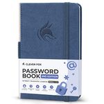 Clever Fox Password Book 2nd Edition Small – Pocket Password Keeper with Laminated Alphabetical Tabs – Internet Address Notebook & Login Details Organizer Journal – 8.9x14.2cm (Smoke Blue)