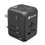 UltraProlink International All in One Universal Travel Adapter|35W GaN Charger|2 USB-A & 3 Type C Ports|PD3.0-PPS Support|2500W|for Laptops,Mobile,Tablets,Cameras|UM1187|Travel Mate PD35|Black