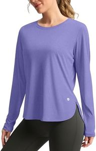 Women's Sun Shirts UPF 50+ Long Sleeve UV Protection Shirt Lightweight Quick Dry Workout Hiking Tops for Women(Heather Purple,XS)