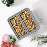 Navaris Silicone 2-Cup Freezer Soup Container with Lid - Extra Large Ice Cube Tray - Food Storage Containers with Lids - XL Trays for Soups, Stock, Weaning, and Baking - Grey