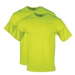 Gildan Adult DryBlend Workwear T-Shirts with Pocket, 2-Pack, Safety Green, Large