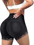 Bafully Women Butt Lifter Shapewear Padded Lace Panties Seamless Hip Enhancer Body Shaper Tummy Control Boyshort Underwear (Black, S)