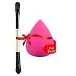 Midazzle Premium Wooden 2 in 1 Eye Shadow and Eye Applicator Brush with free Beauty Blender